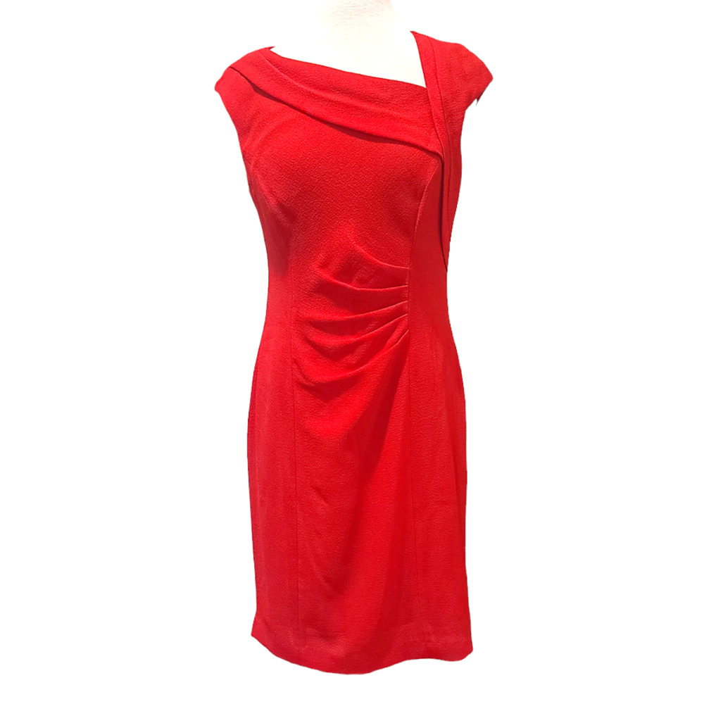 Kay Unger Red Draped Midi Dress